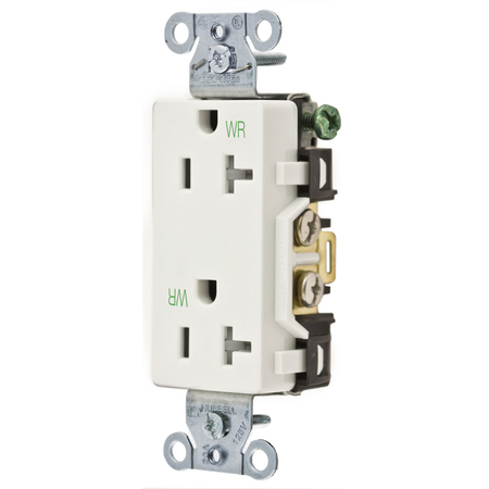 HUBBELL WIRING DEVICE-KELLEMS Commercial Specification Grade Style Line Decorator Duplex Receptacles DR20WHIWRTR